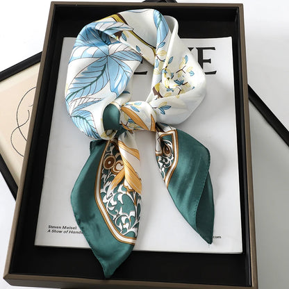 Women’s Luxury Cat Print Silk Square Scarf (70cm)