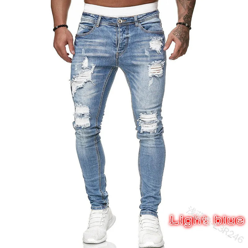 🔥 Men’s Pencil Fit Jeans – Low Waist Casual Denim Pants