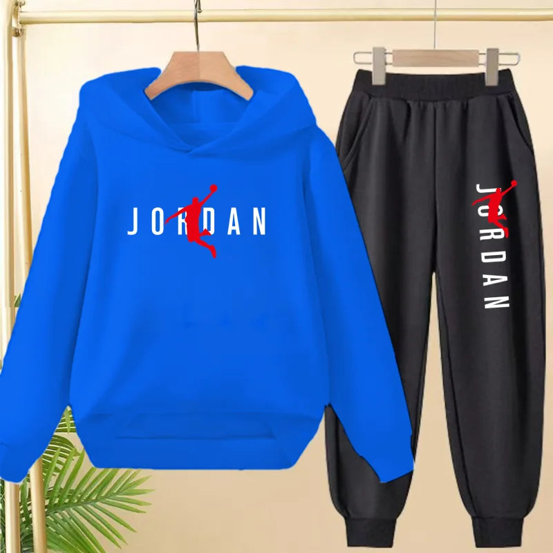 Glomexia Kids Black Hoodie Set – Trendy Sports Outfit