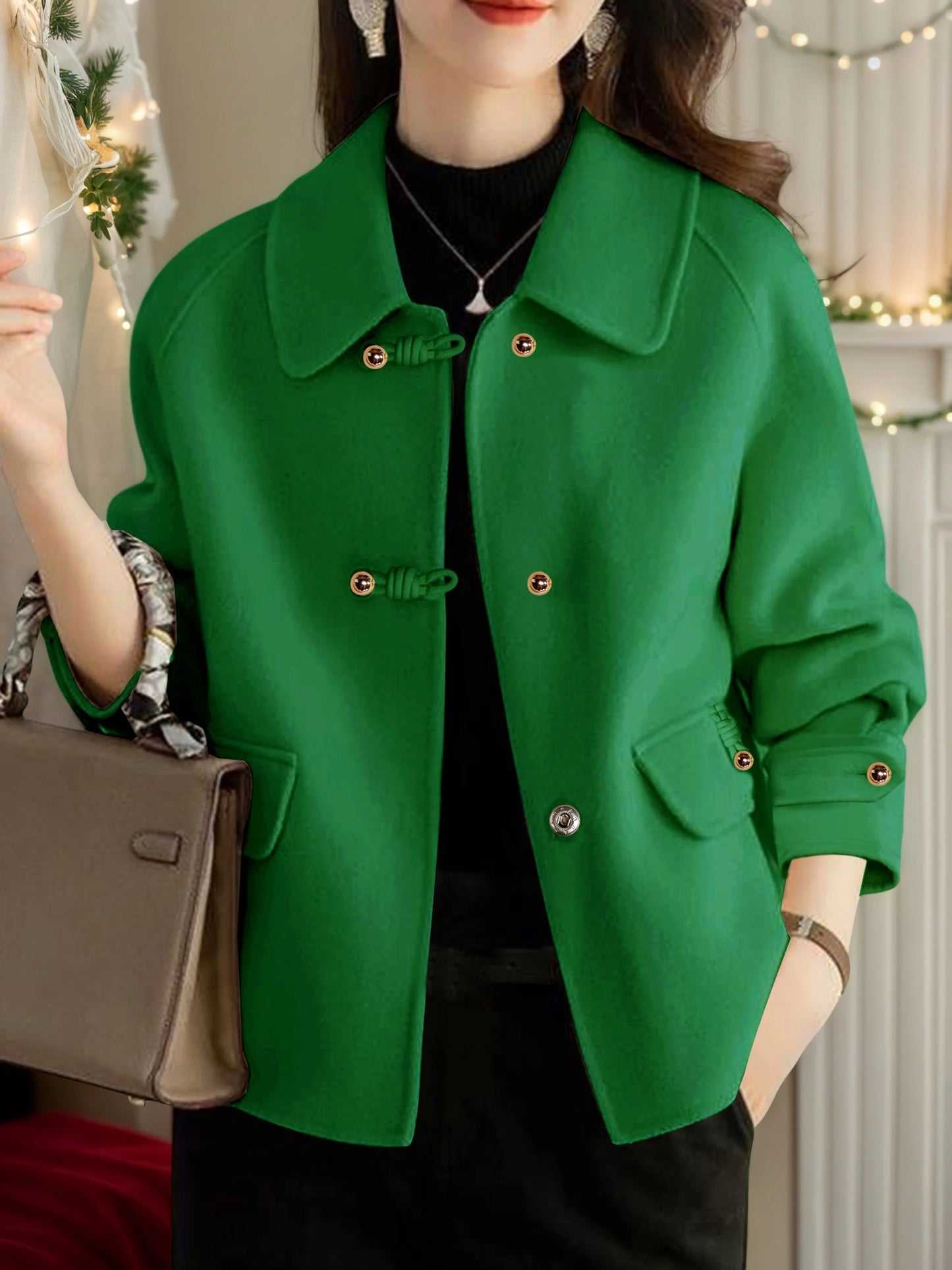 🧥 Women’s Double Breasted Casual Jacket – Autumn Winter Wear