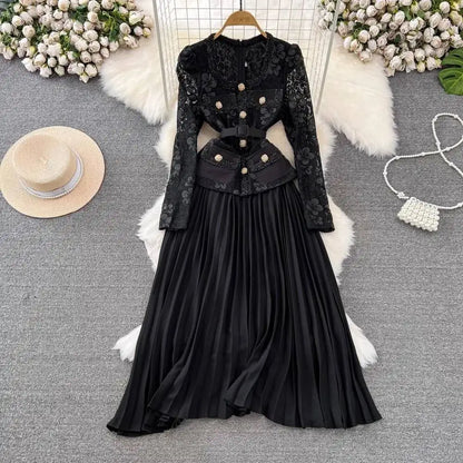 Women Elegant Ankle-Length Office Dress 👗 | Square Neck A-Line