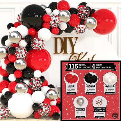 110pcs Red Black Balloon Arch Garland Kit – Party Decoration Set