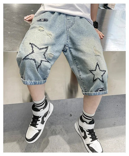 Premium Boys Straight Denim Knee-Length Shorts