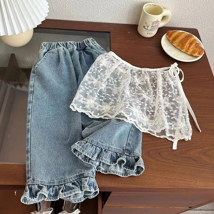 Girls Loose Wide Leg Jeans – Spring Autumn
