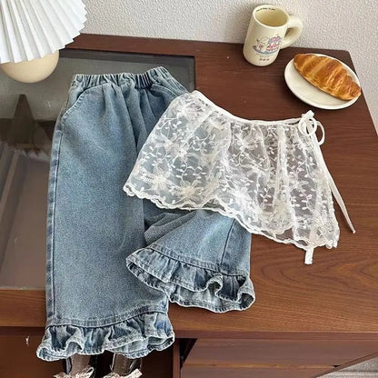 Girls Loose Wide Leg Jeans – Spring Autumn