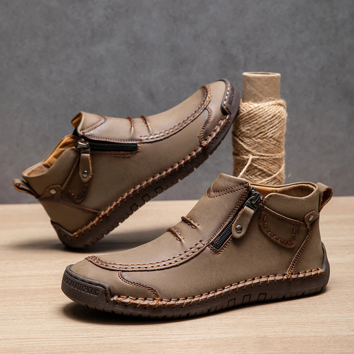 Handmade Leather Ankle Boots for Men