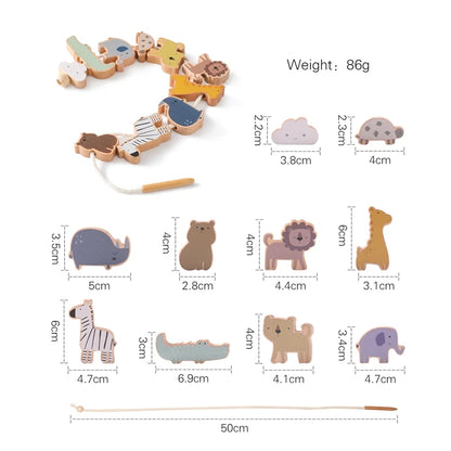 Wooden Animal Threading & Stacking Toy – Montessori Learning Set
