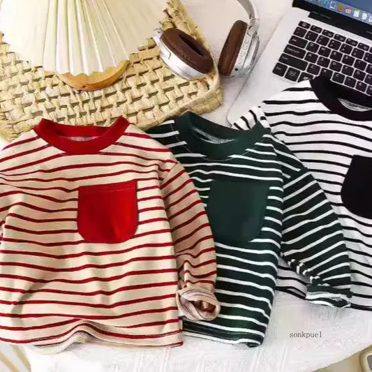 Kids Striped Sporty Long Sleeve Tee ⚡👦👧