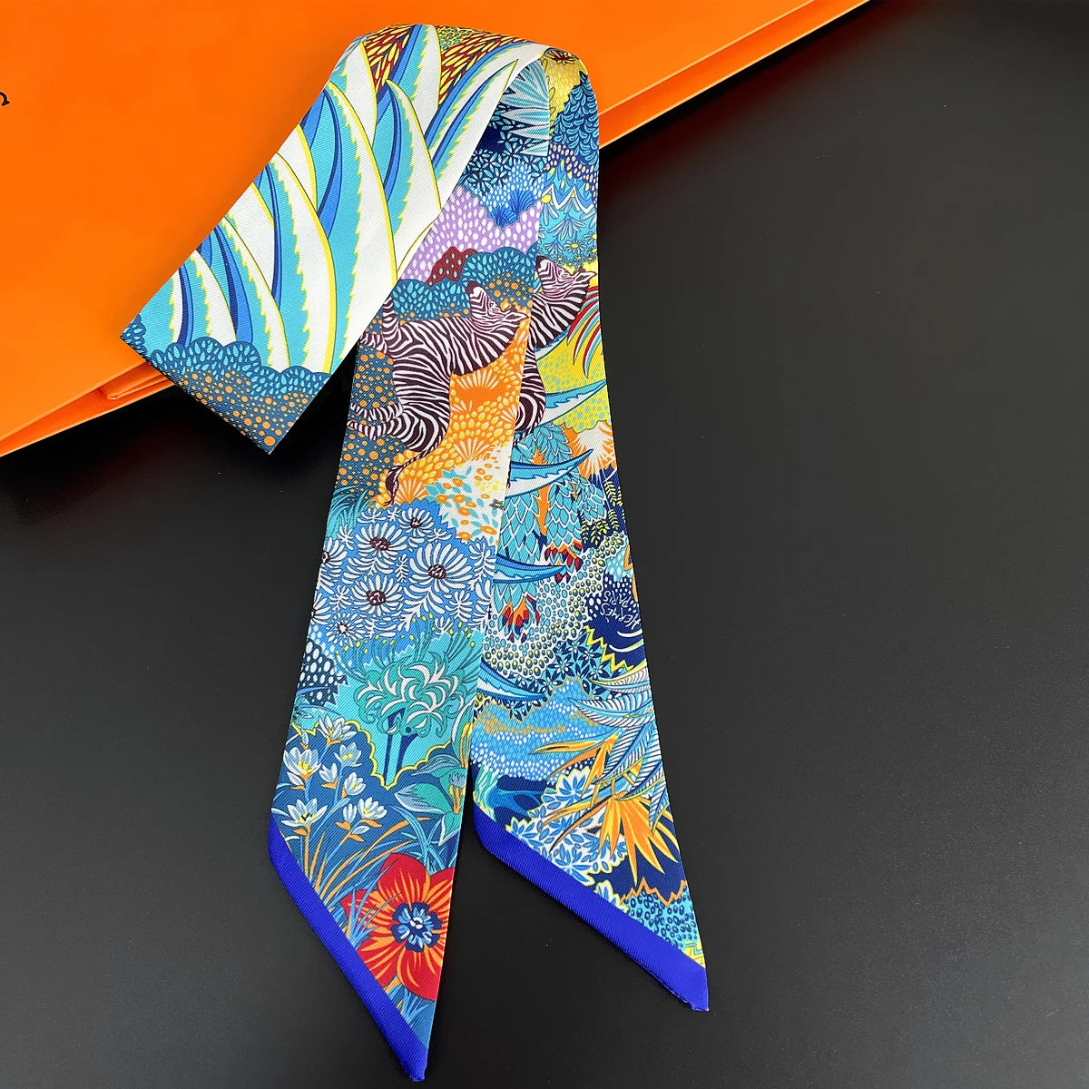 🧣 Glomexia Silk Print Hair Scarf – Elegant Women Fashion Wrap ✨