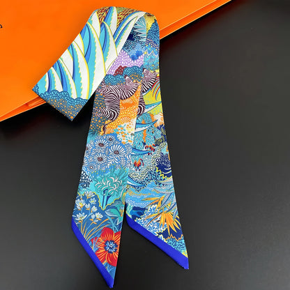 🧣 Glomexia Silk Print Hair Scarf – Elegant Women Fashion Wrap ✨