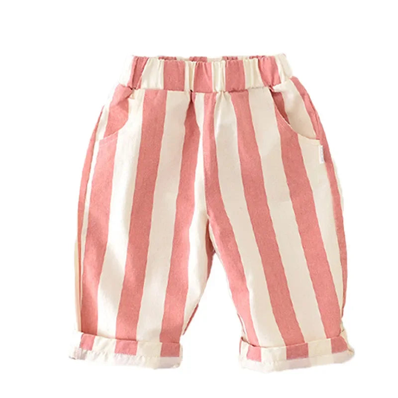 Premium Kids Striped Cotton Pants – Casual Loose Fit Trousers