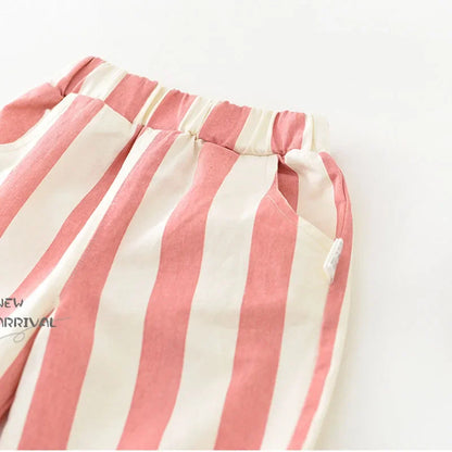 Premium Kids Striped Cotton Pants – Casual Loose Fit Trousers