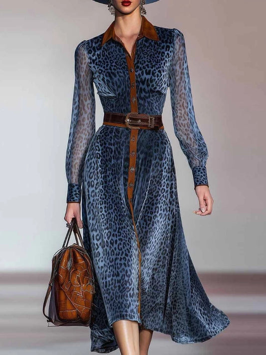 🐆 Leopard Print Vintage Long Dress