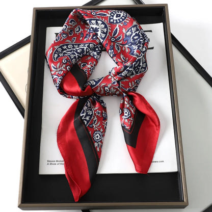 Women’s Luxury Cat Print Silk Square Scarf (70cm)