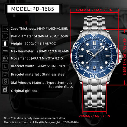 Men’s Automatic Diving Watch – Blue Dial Mechanical Wristwatch