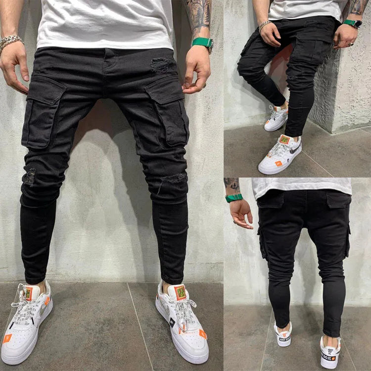 🔥 Men’s Pencil Fit Jeans – Low Waist Casual Denim Pants