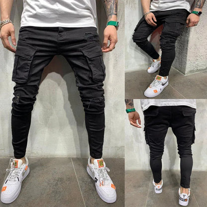 🔥 Men’s Pencil Fit Jeans – Low Waist Casual Denim Pants