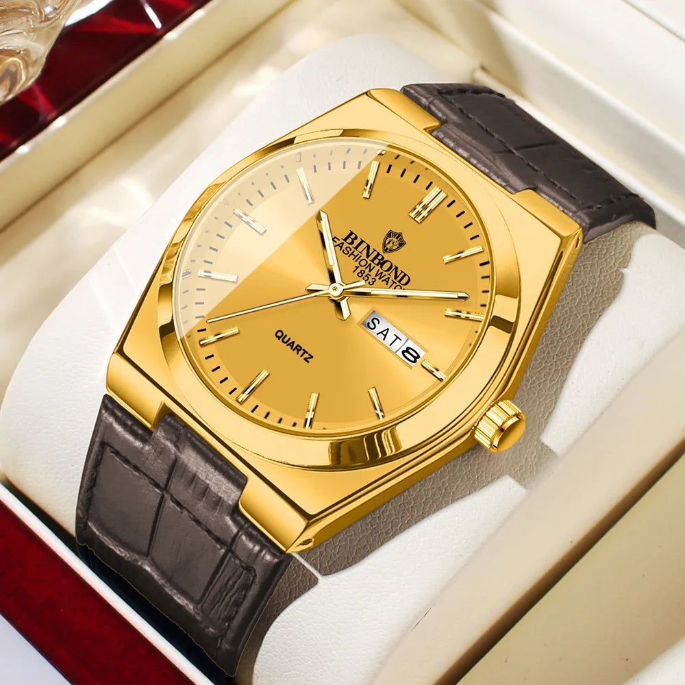 Glomexia Gold Quartz Men’s Watch ✨