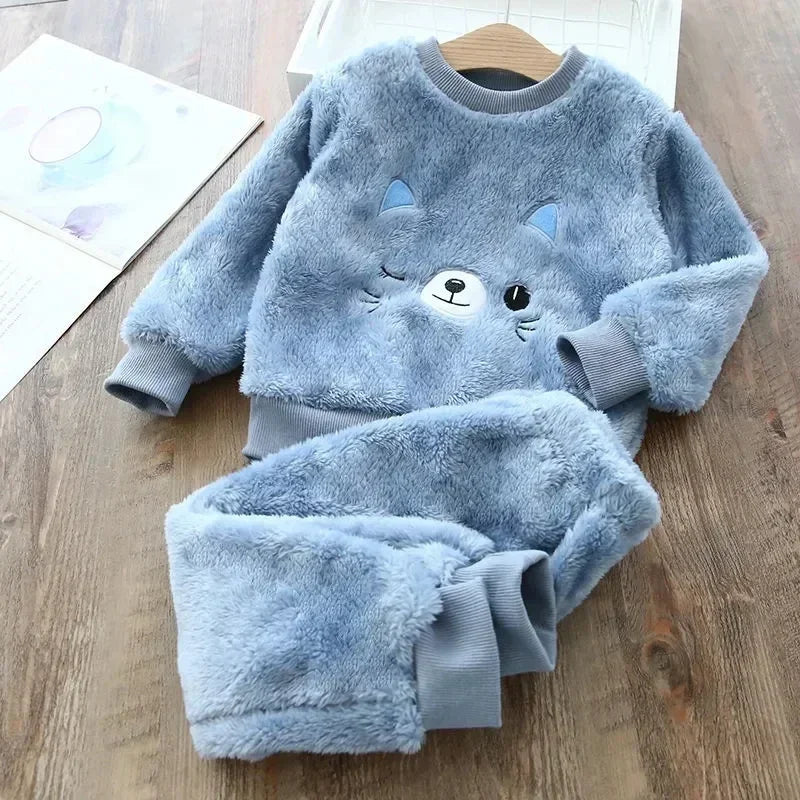 Premium Kids Bear Winter Pajama Set (2-Piece)