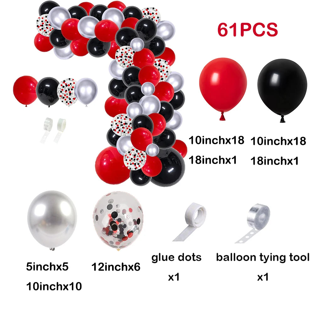110pcs Red Black Balloon Arch Garland Kit – Party Decoration Set