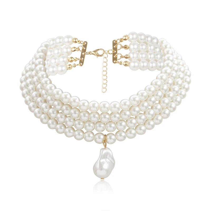 Premium Layered Baroque Pearl Choker Necklace