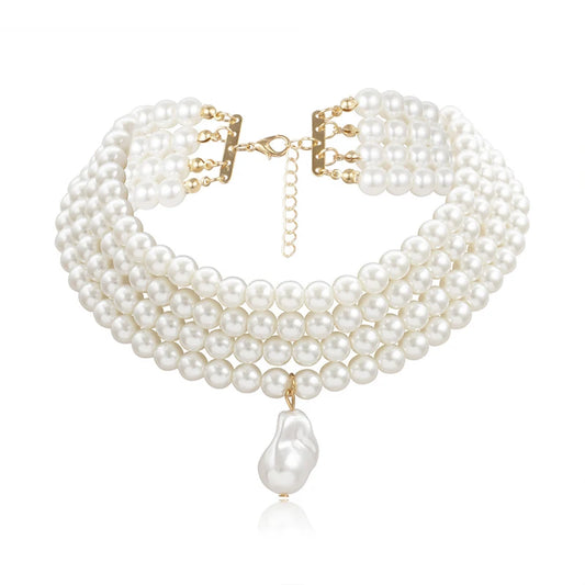 Premium Layered Baroque Pearl Choker Necklace