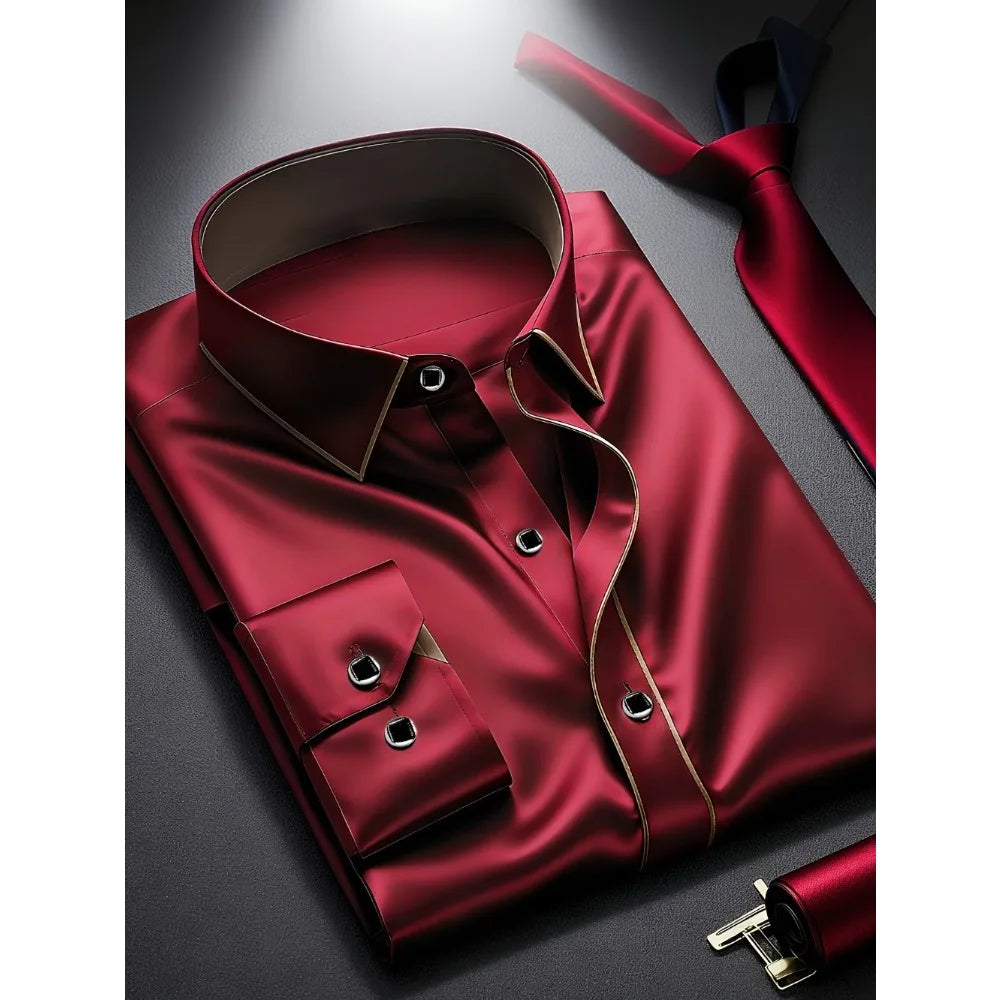 Men’s Premium Patchwork Tuxedo Shirt – Full Sleeve Stylish Party & Casual Wear
