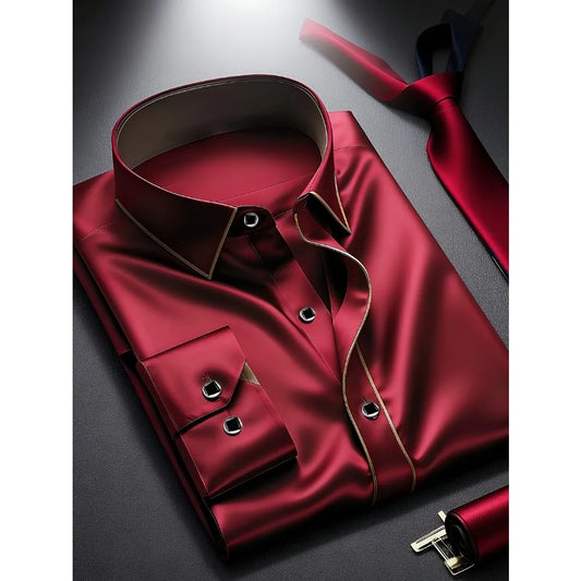 Men’s Premium Patchwork Tuxedo Shirt – Full Sleeve Stylish Party & Casual Wear