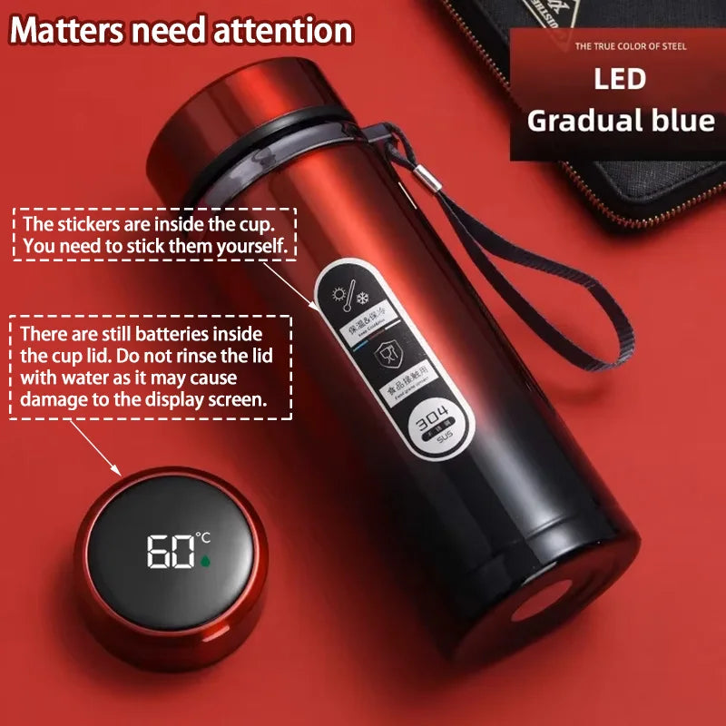 🌡️ Stainless Steel LED Temperature Thermos Bottle (500ML–1L) 💧✨
