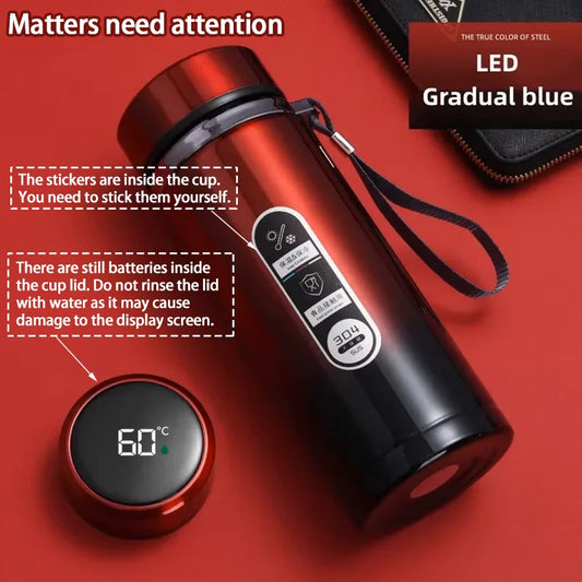 🌡️ Stainless Steel LED Temperature Thermos Bottle (500ML–1L) 💧✨