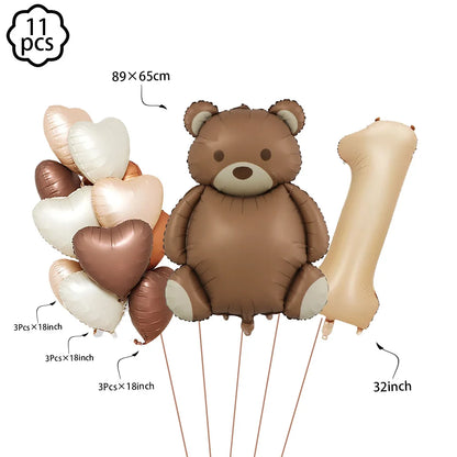 Premium Teddy Bear Birthday Balloon Decoration Set