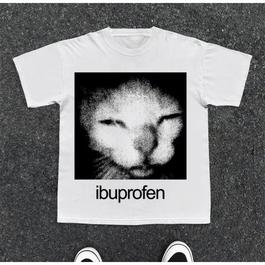 Glomexia 🐱 Ibuprofen Cat Meme T-Shirt – Funny Streetwear Tee