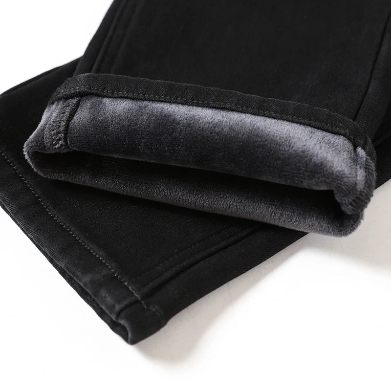 Glomexia Men’s Fleece Denim Jeans – Winter Slim Fit