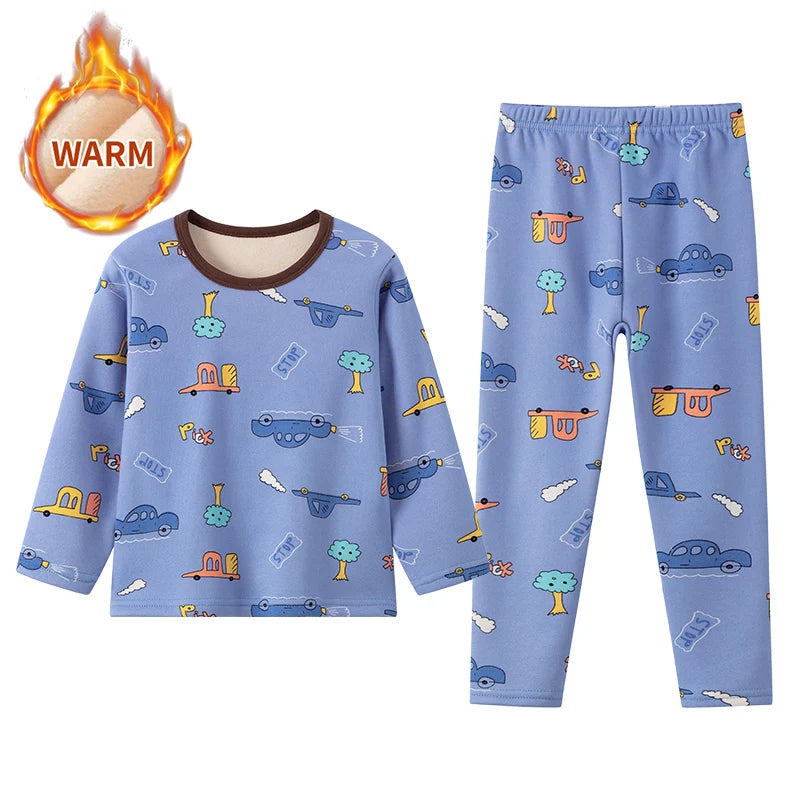 🧸 Kids Winter Print Pajama Set – Soft Full Sleeve Sleepwear