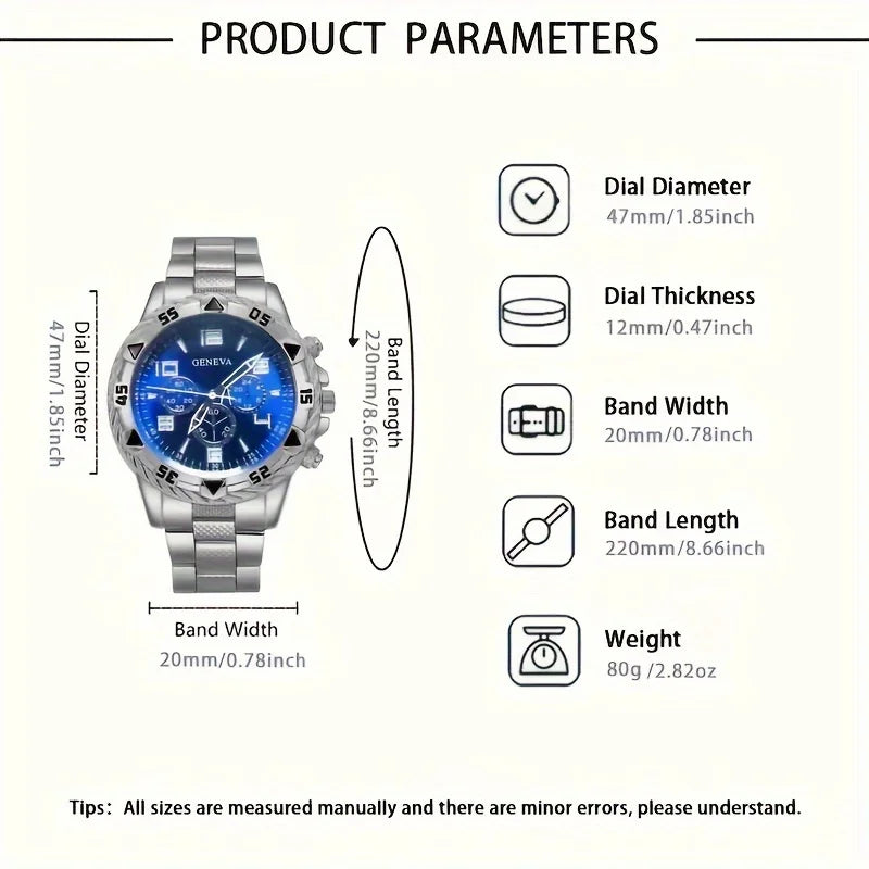 Glomexia Men’s Quartz Watch Set (4 PCS) 🔥