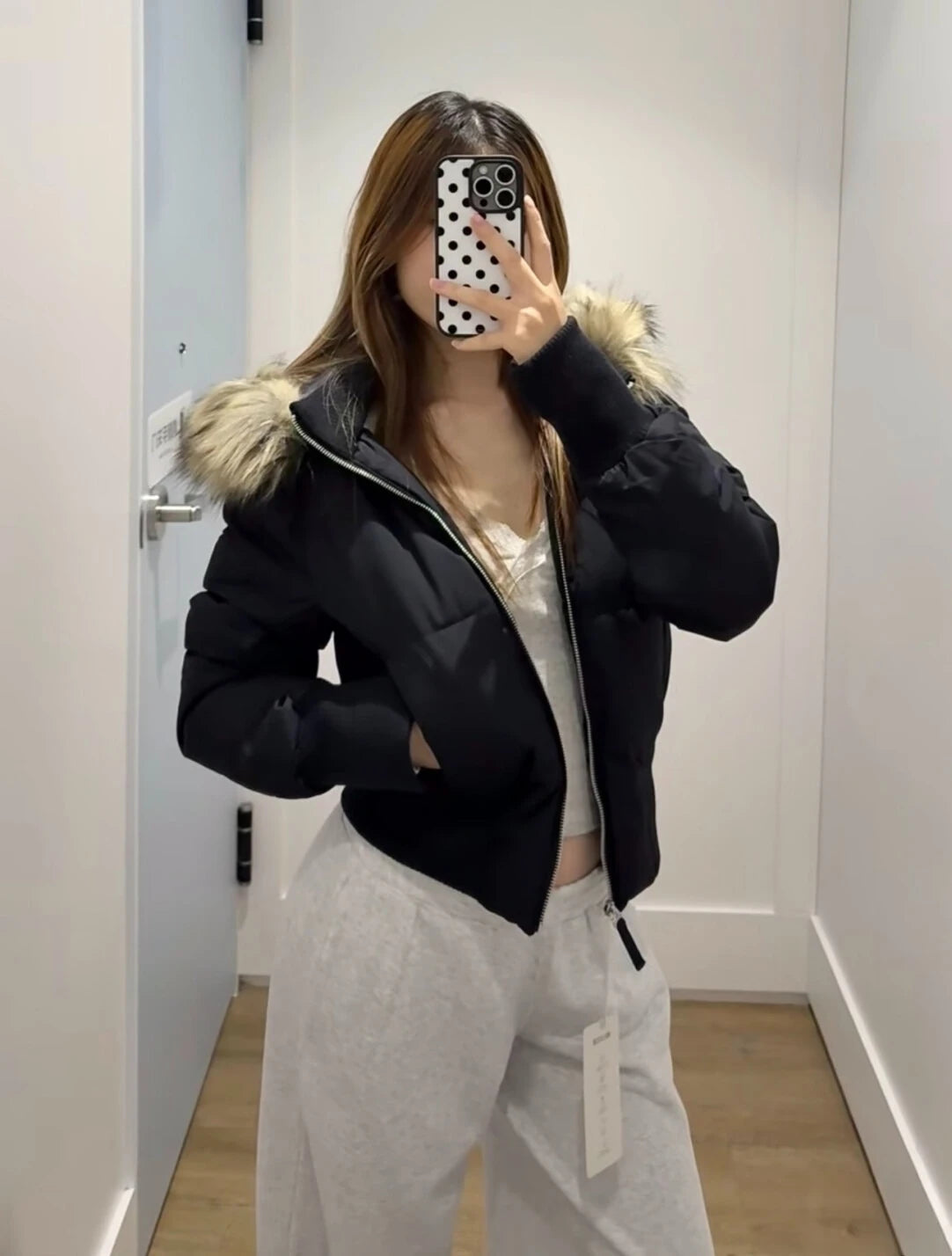 Rhinestone Hooded Crop Jacket