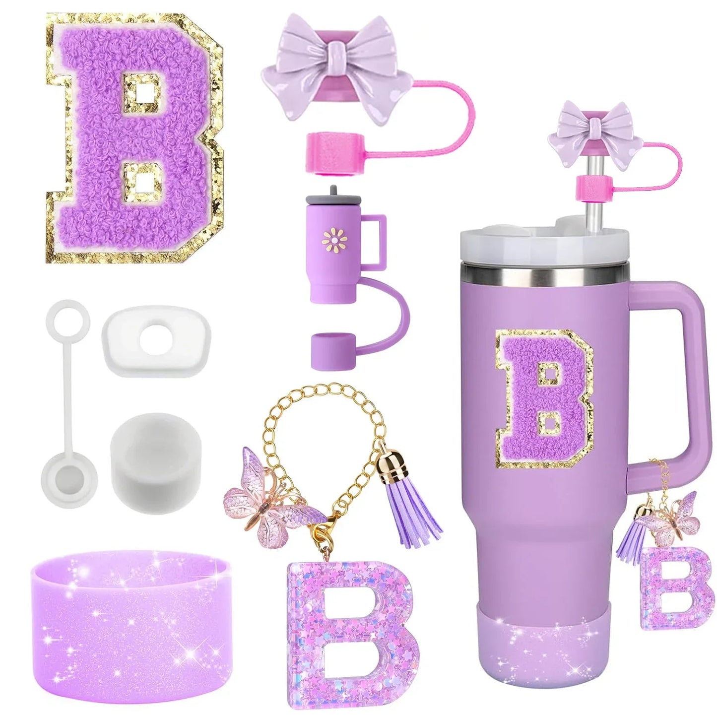 🥤 ✨ Glomexia 8-Piece Tumbler Accessories Set (Purple)