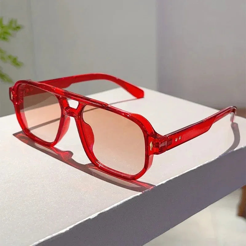 Vintage Square Sunglasses – Double Bridge UV400 Eyewear