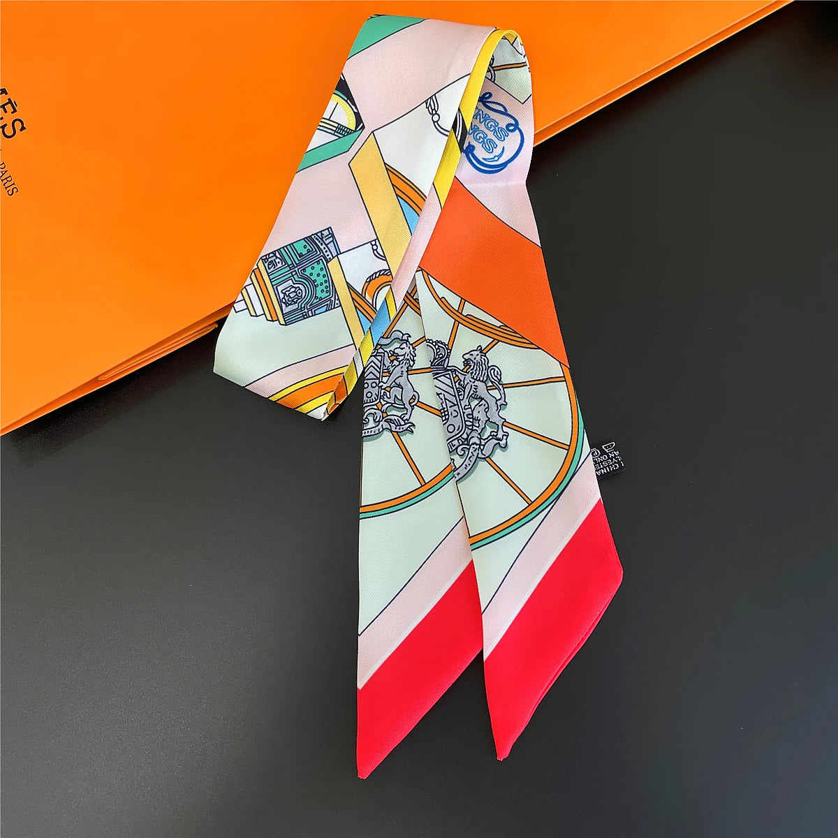🧣 Glomexia Printed Silk Hair Scarf – Elegant Slim Fashion Wrap ✨