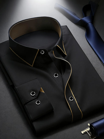 Men’s Premium Patchwork Tuxedo Shirt – Full Sleeve Stylish Party & Casual Wear