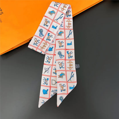 🧣 Glomexia Silk Print Hair Scarf – Elegant Women Fashion Wrap ✨