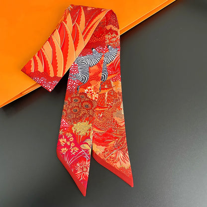 🧣 Glomexia Silk Print Hair Scarf – Elegant Women Fashion Wrap ✨