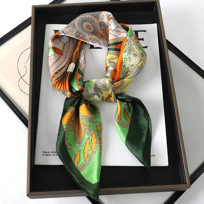 Women’s Luxury Cat Print Silk Square Scarf (70cm)
