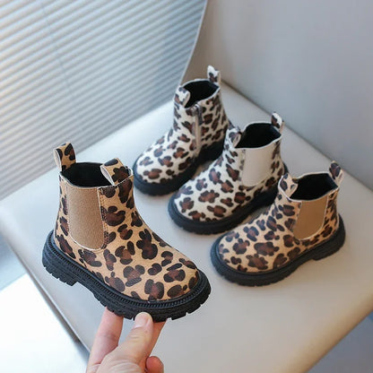 Kids Leopard Ankle Boots 🐆 | Warm Zipper Winter Boots