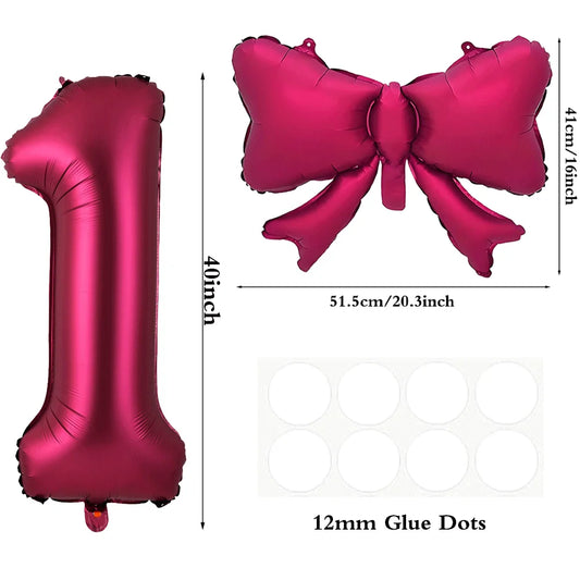 Large Bow Number Foil Birthday Balloon