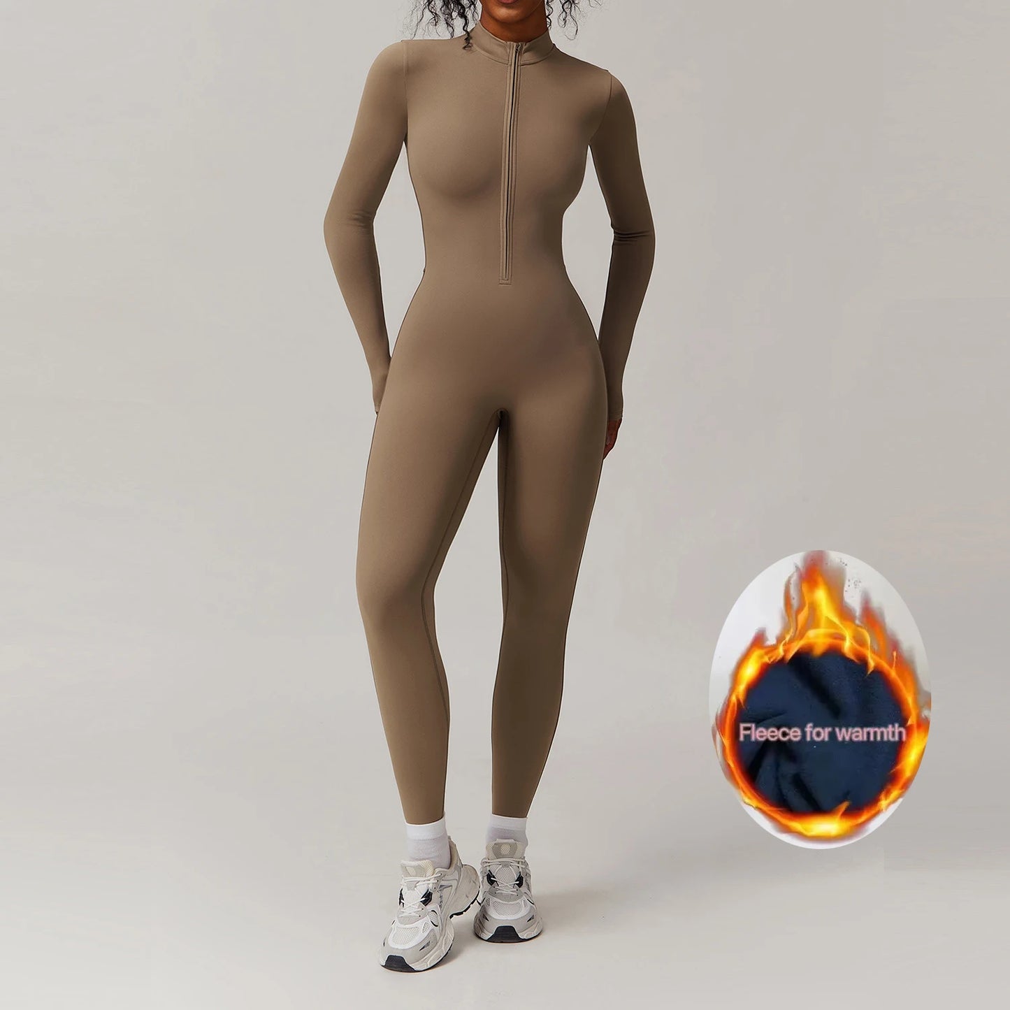 🧘‍♀️ Women’s Winter Yoga Jumpsuit – Long Sleeve High-Elastic Bodysuit