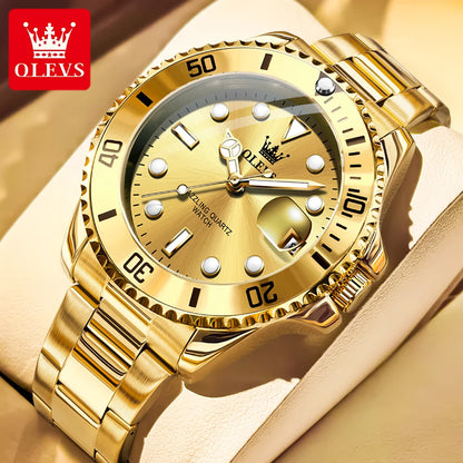 Luxury Stainless Steel Men’s Watch – Quartz Waterproof Wristwatch