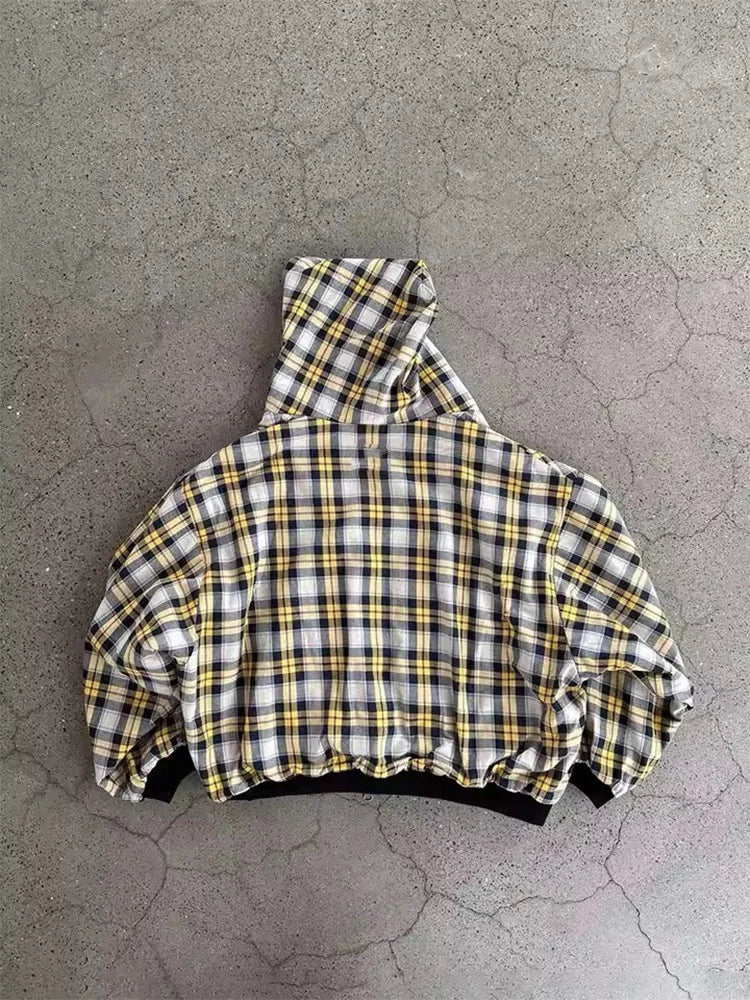 Glomexia 🧣 Winter Plaid Zip-Up Hoodie – Double-Side Wear