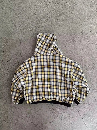 Glomexia 🧣 Winter Plaid Zip-Up Hoodie – Double-Side Wear
