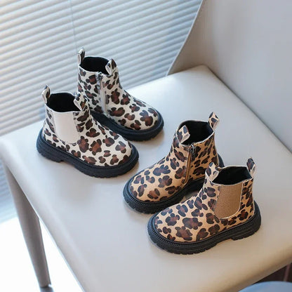 Kids Leopard Ankle Boots 🐆 | Warm Zipper Winter Boots